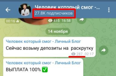 Просмотры и подписчики в Телеграмм Евгений Бисовка